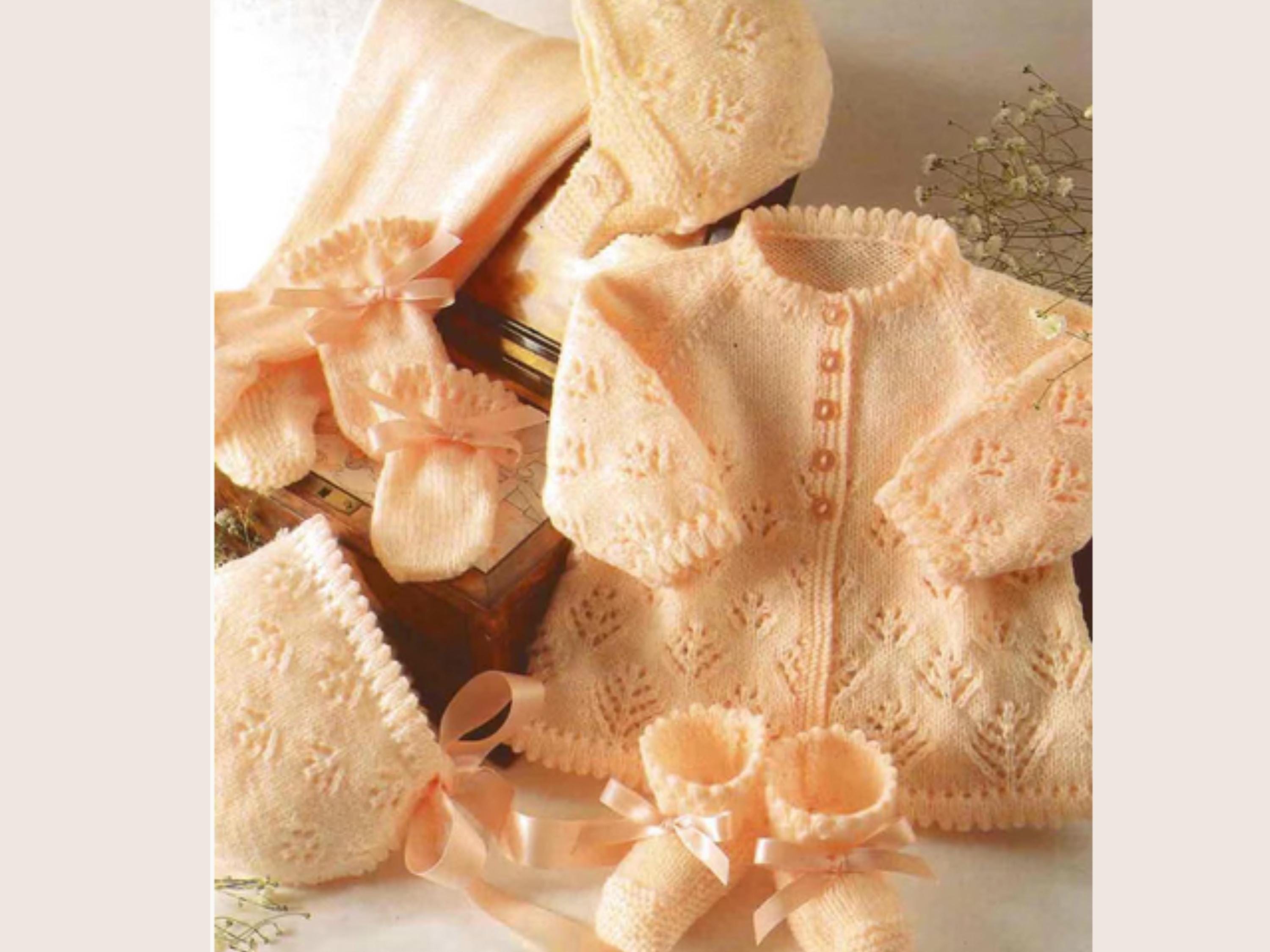 Baby Girl Layette Knitting Patterns Vintage Baby Knitting Pattern Set, Jacket, Leggings, Hat, Bootees (Instant Download PDF)