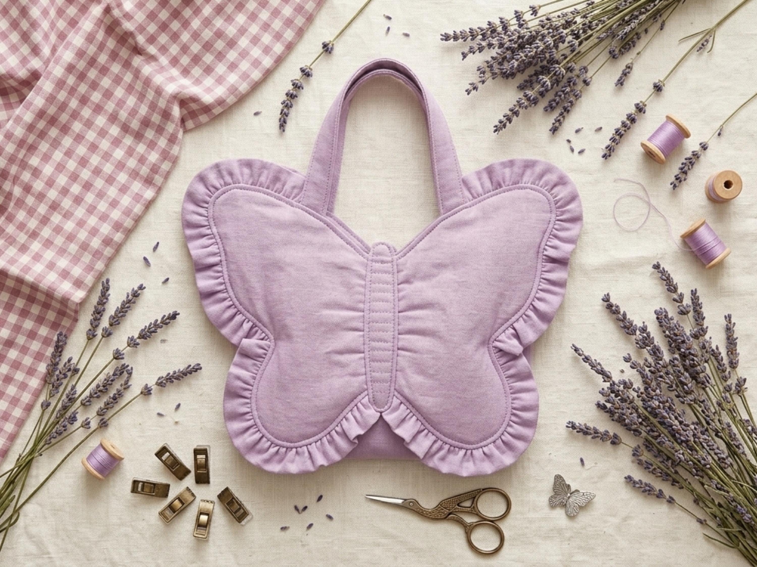 RETIREMENT SALE *Ruffled Butterfly Bag Sewing Pattern, Beginner Tote Tutorial (PDF Download)