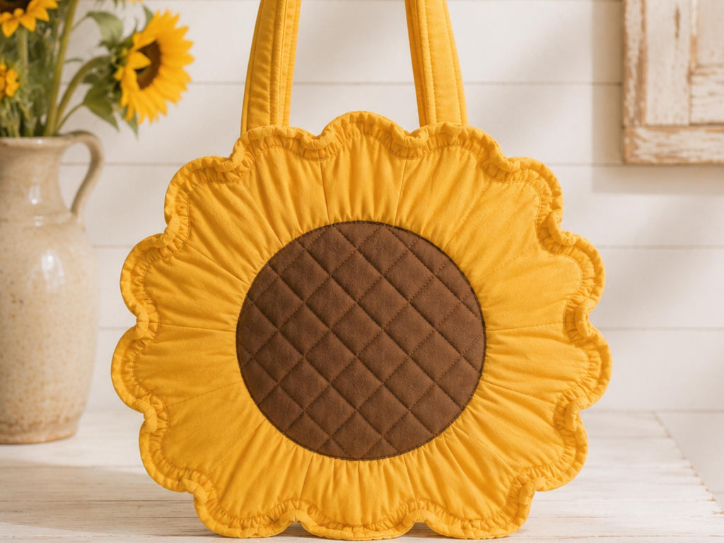 RETIREMENT SALE *Ruffled Sunflower Tote Bag Sewing Pattern, Beginner Flower Bag Tutorial (PDF Download)