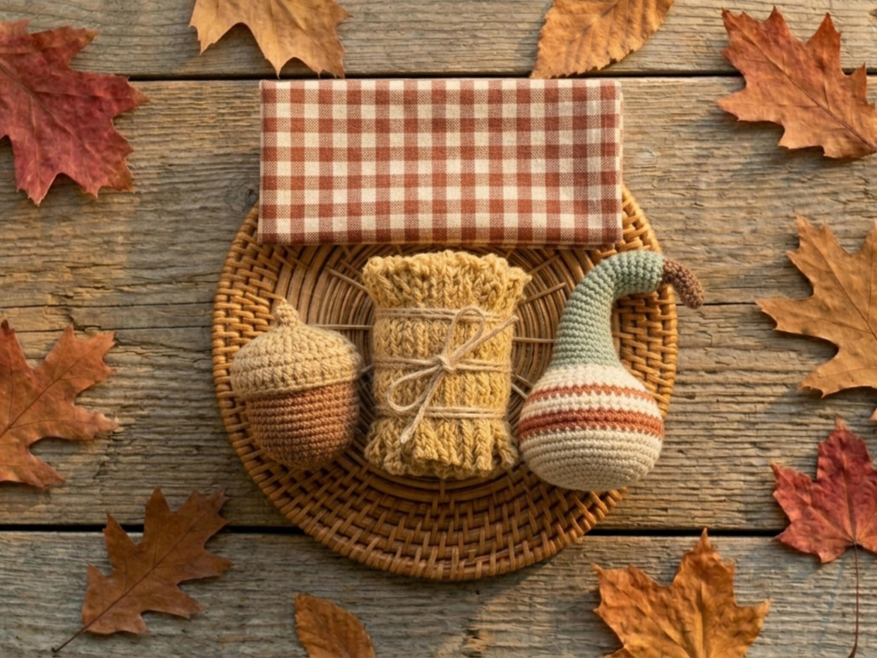 Crochet Acorn, Hay Bale, Gourd Patterns, Faceless Autumn Decor (PDF Download)