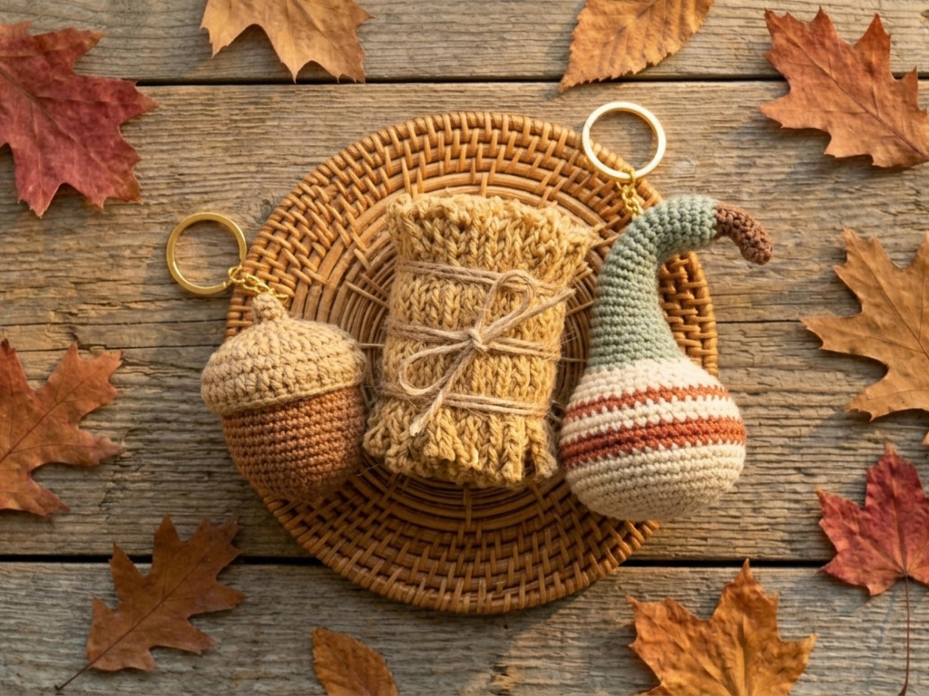 Crochet Acorn, Hay Bale, Gourd Patterns, Faceless Autumn Decor (PDF Download)