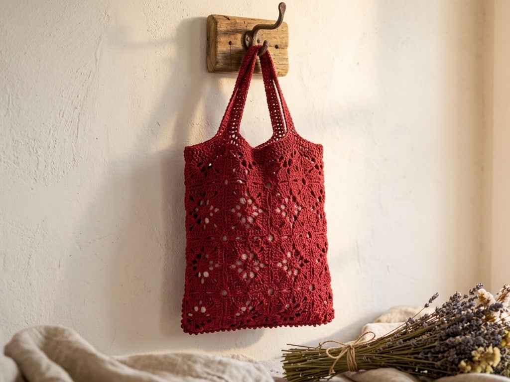 Vintage Lace Bag Crochet Pattern, Granny Square Tote, Boho Purse (PDF Download)