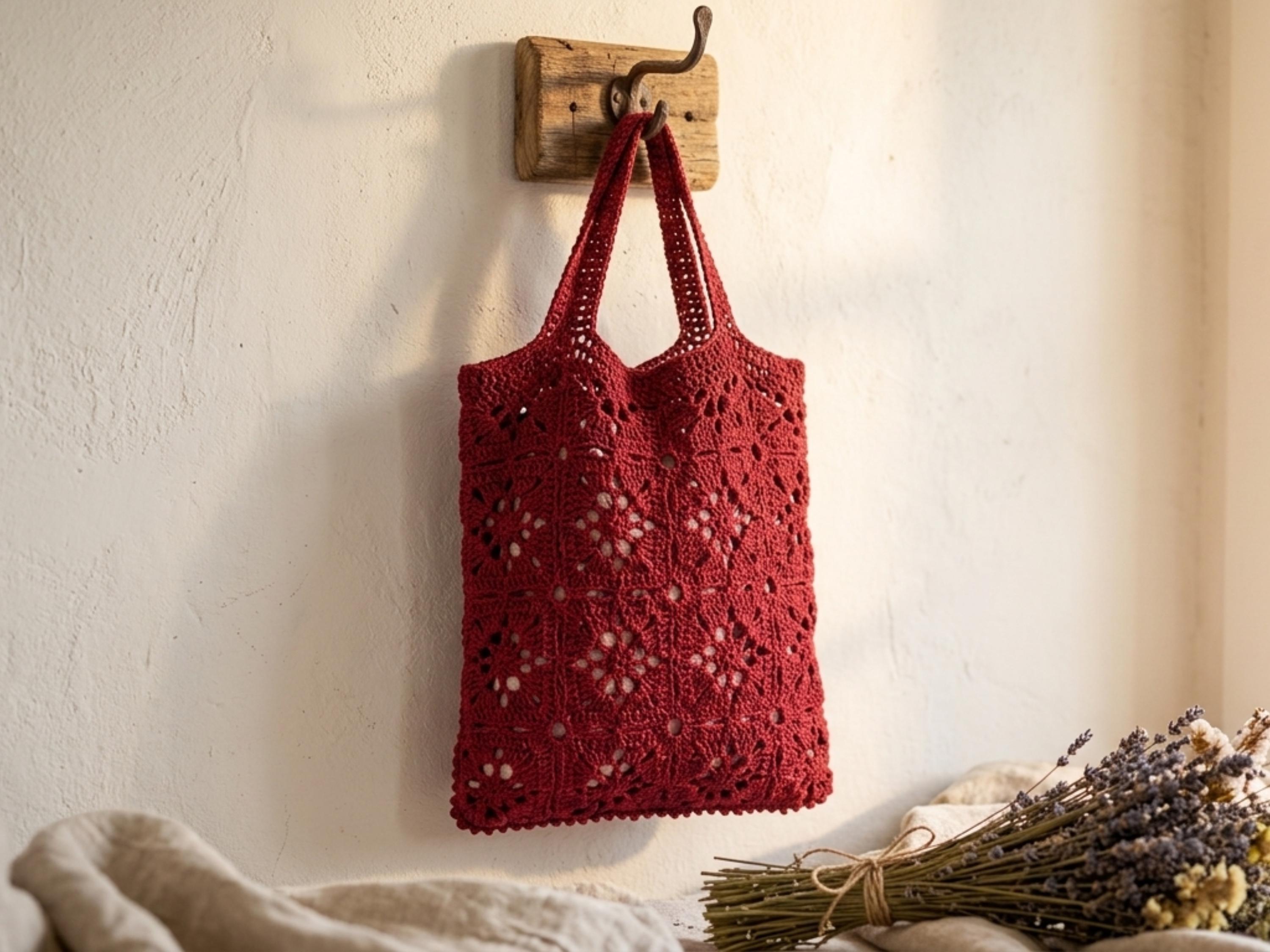 Vintage Lace Bag Crochet Pattern, Granny Square Tote, Boho Purse (PDF Download)