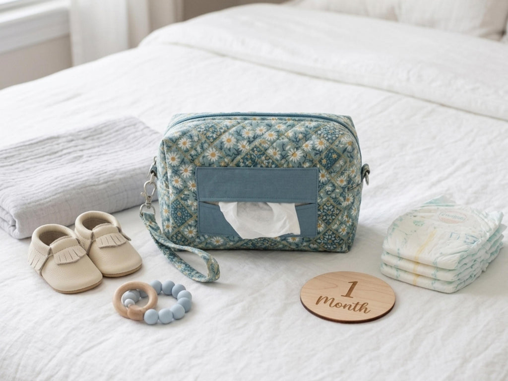 Diaper Wipes Pouch Sewing Pattern, Boxed Zip Bag with Slit (PDF Download)