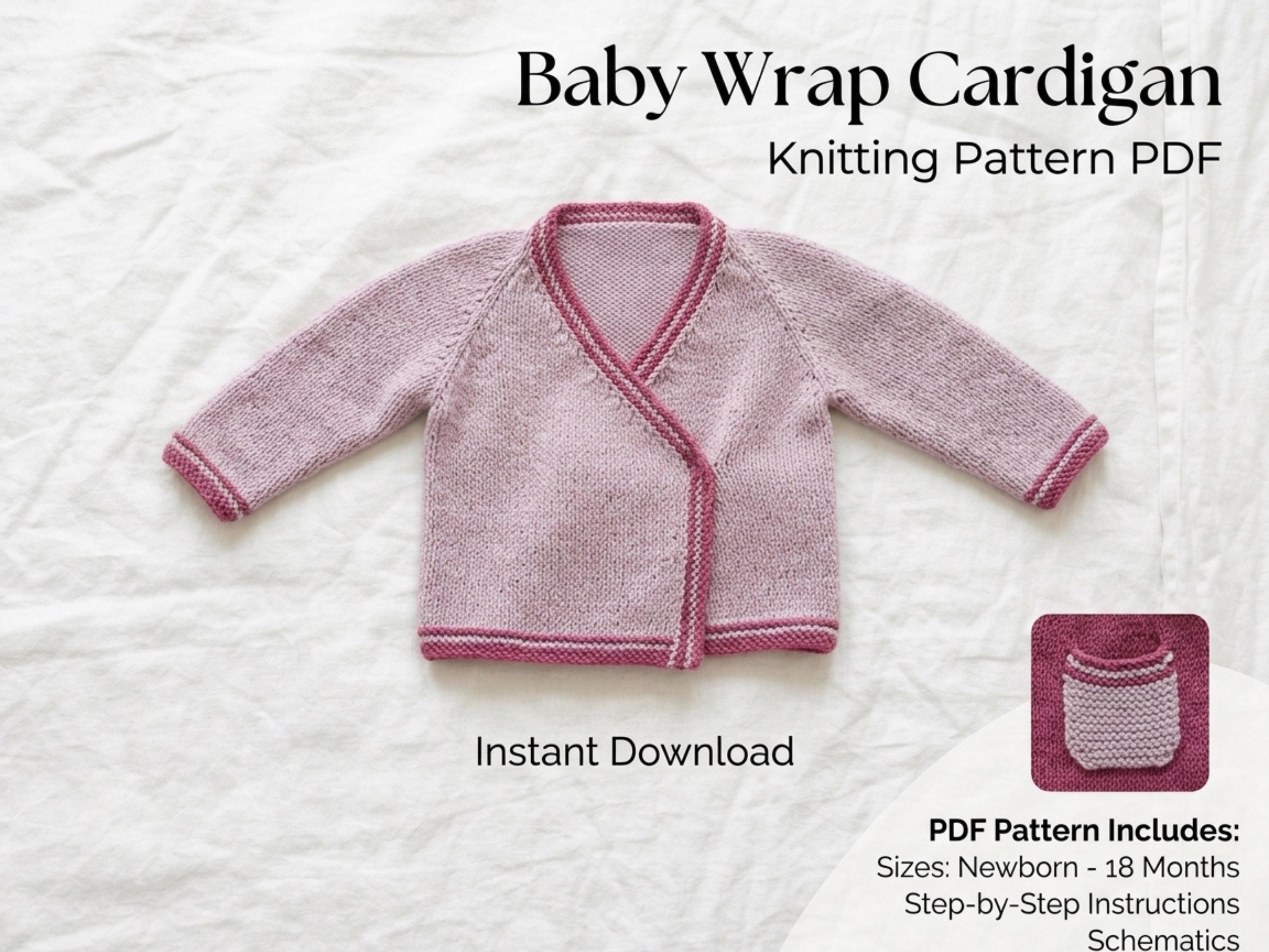 Baby Wrap Cardigan Knitting Pattern, DK Weight, 0-3 Years (PDF Download)