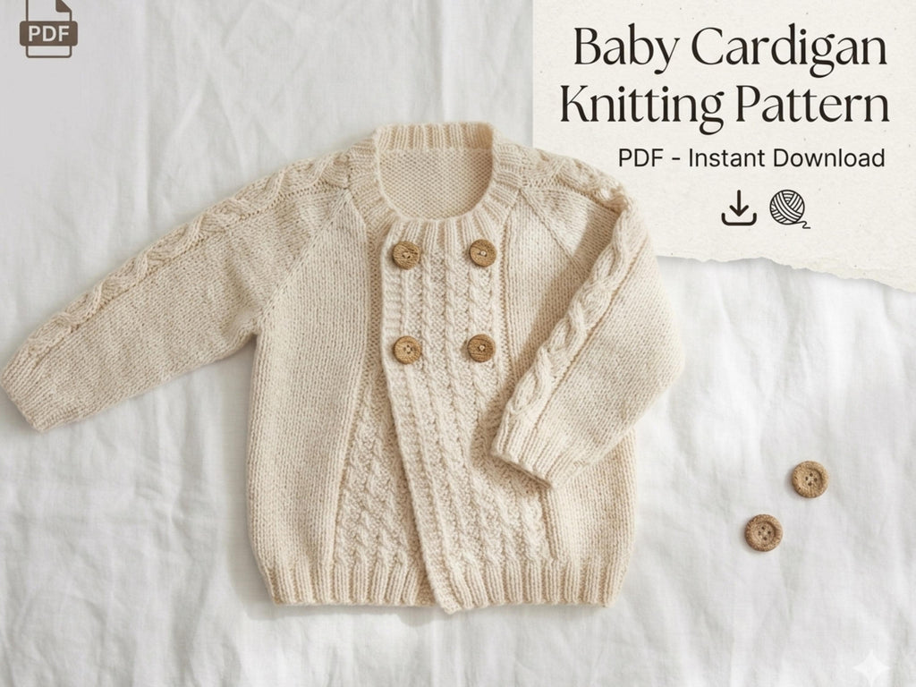 Boys Knit Cardigan Pattern | Double Breasted Cable Jumper (PDF) 1-4 Years