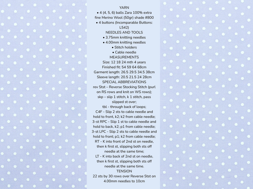 Boys Knit Cardigan Pattern | Double Breasted Cable Jumper (PDF) 1-4 Years