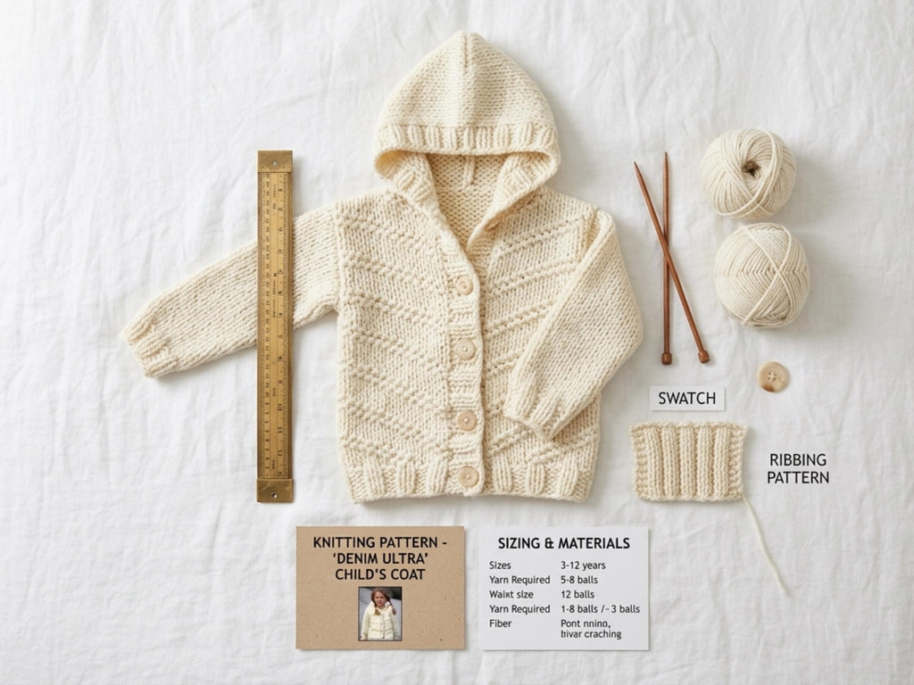 Knitting pattern for girls 3 yrs- Chunky Hooded Knit Coat Pattern – Easy, Super Bulky Yarn (PDF Download)