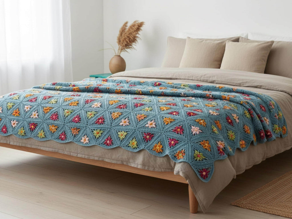 CROCHET PATTERN blanket pattern throw blanket  crochet throw Vintage Floral Granny Triangle  Throw Blanket, Bedspread Cover instant download