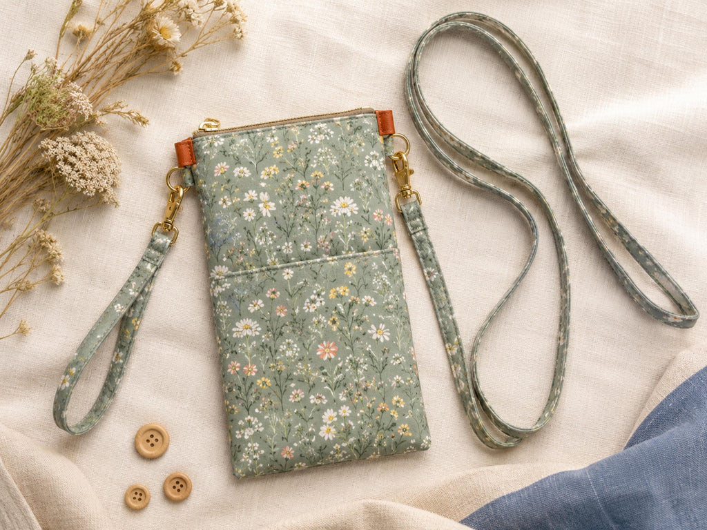 Phone Wristlet Sewing Pattern, Crossbody Zip Pouch PDF, Cell Phone Bag with Front Pocket, Wristlet & Crossbody, 2 Sizes