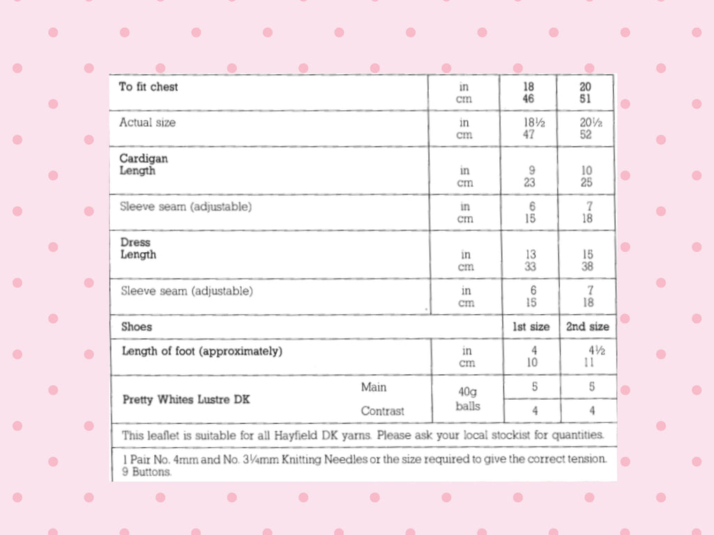 Baby Girl Knitting Pattern, Bobble Cardigan, Eyelet Dress, Shoes (PDF Download)