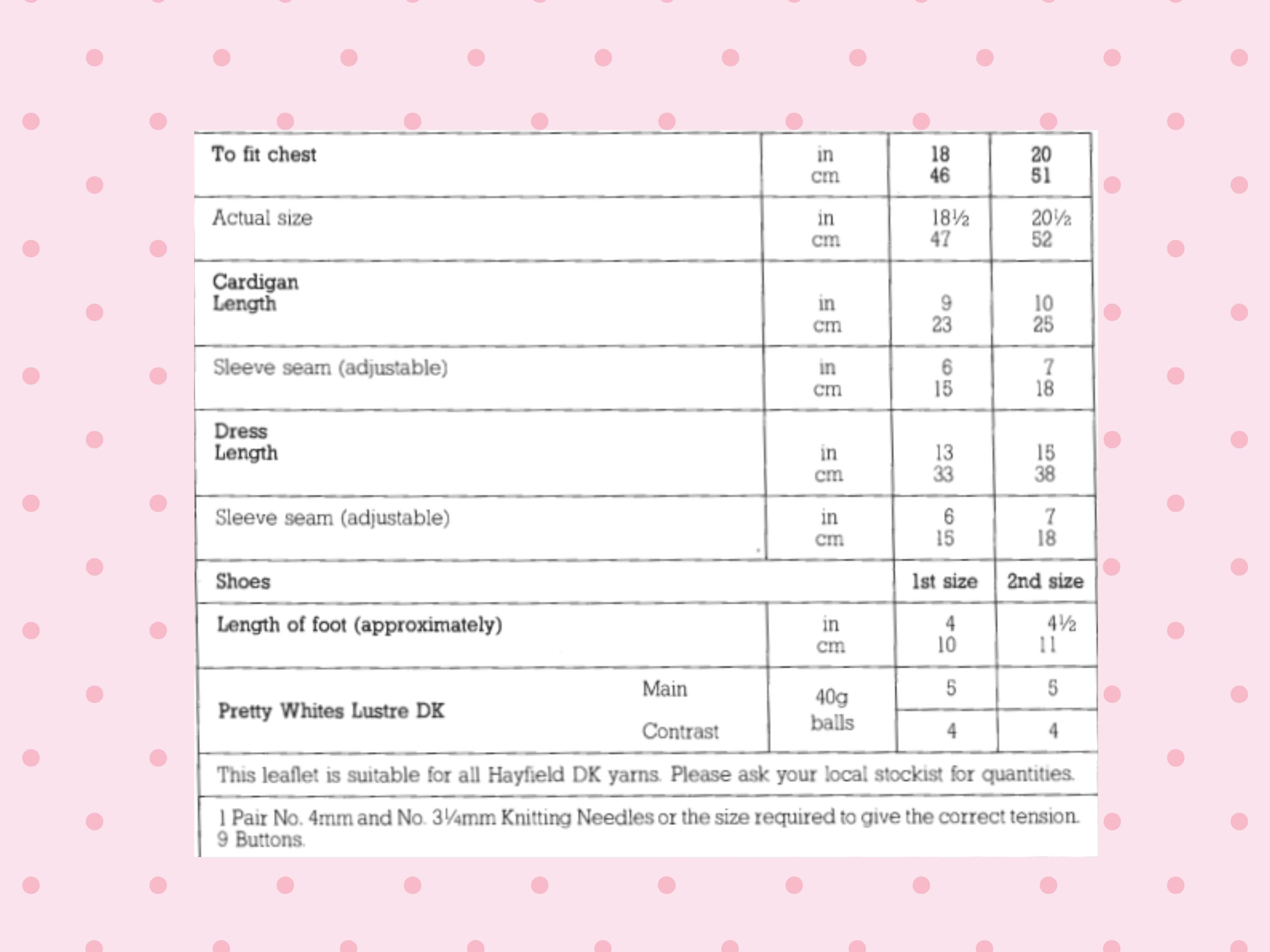 Baby Girl Knitting Pattern, Bobble Cardigan, Eyelet Dress, Shoes (PDF Download)