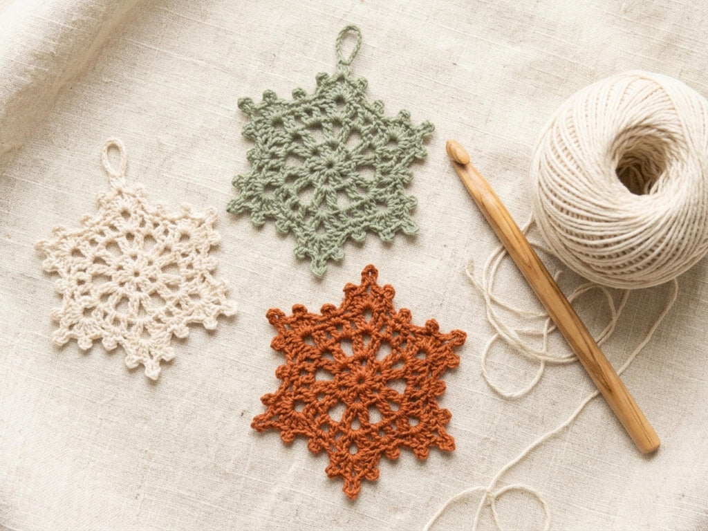 Crochet Snowflake Ornament Pattern Bundle, 3 Designs, Christmas PDF, Beginner to Intermediate, Holiday Decor Coaster