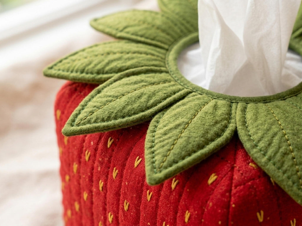 Strawberry Tissue Box Cover Sewing Pattern, Quilted Boutique Cozy (PDF Download)