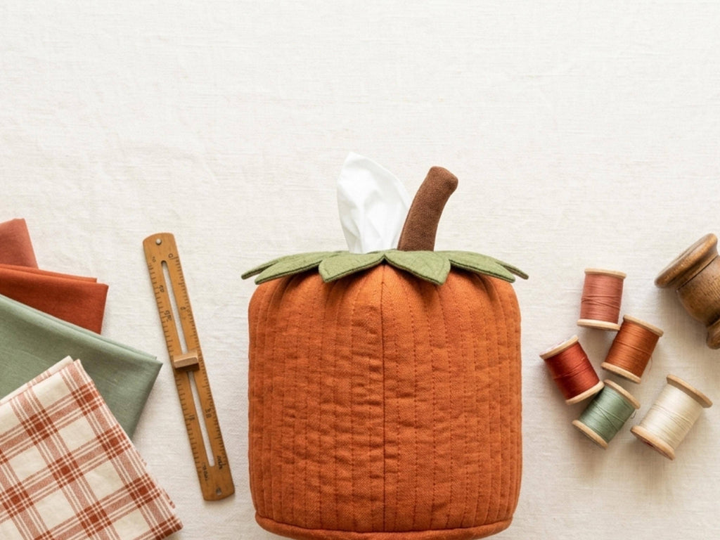 RETIREMENT SALE *Halloween Sewing Patterns Quilted Pumpkin Tissue Box Cover Sewing Pattern, Fall Farmhouse Decor (PDF Download)