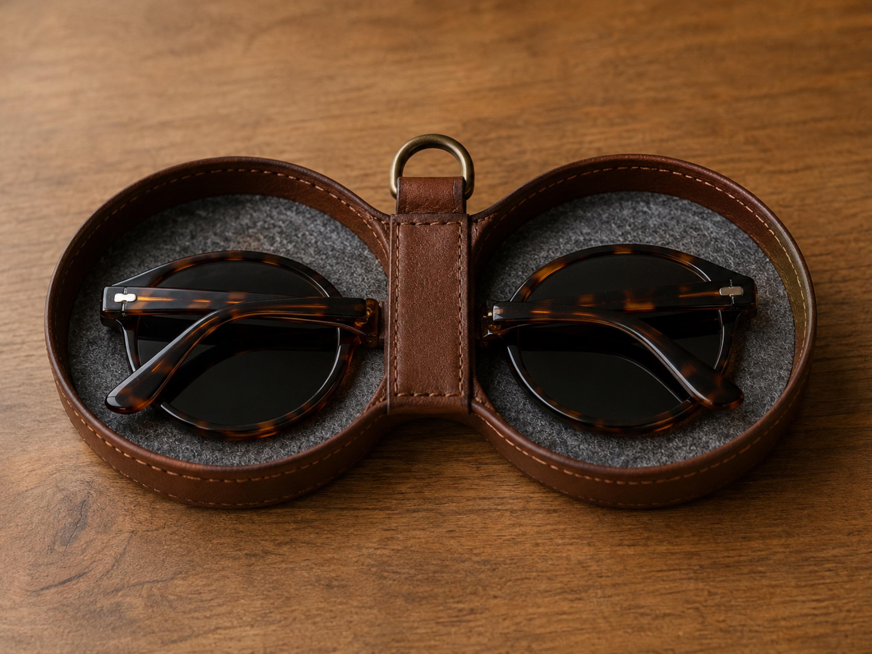 Leather Sunglasses Case Sewing Pattern, Round Duo Eyeglass Case PDF, Hand Stitched Wristlet Pouch, DIY Leathercraft Tutorial