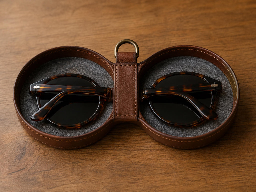Leather Sunglasses Case Sewing Pattern, Round Duo Eyeglass Case PDF, Hand Stitched Wristlet Pouch, DIY Leathercraft Tutorial