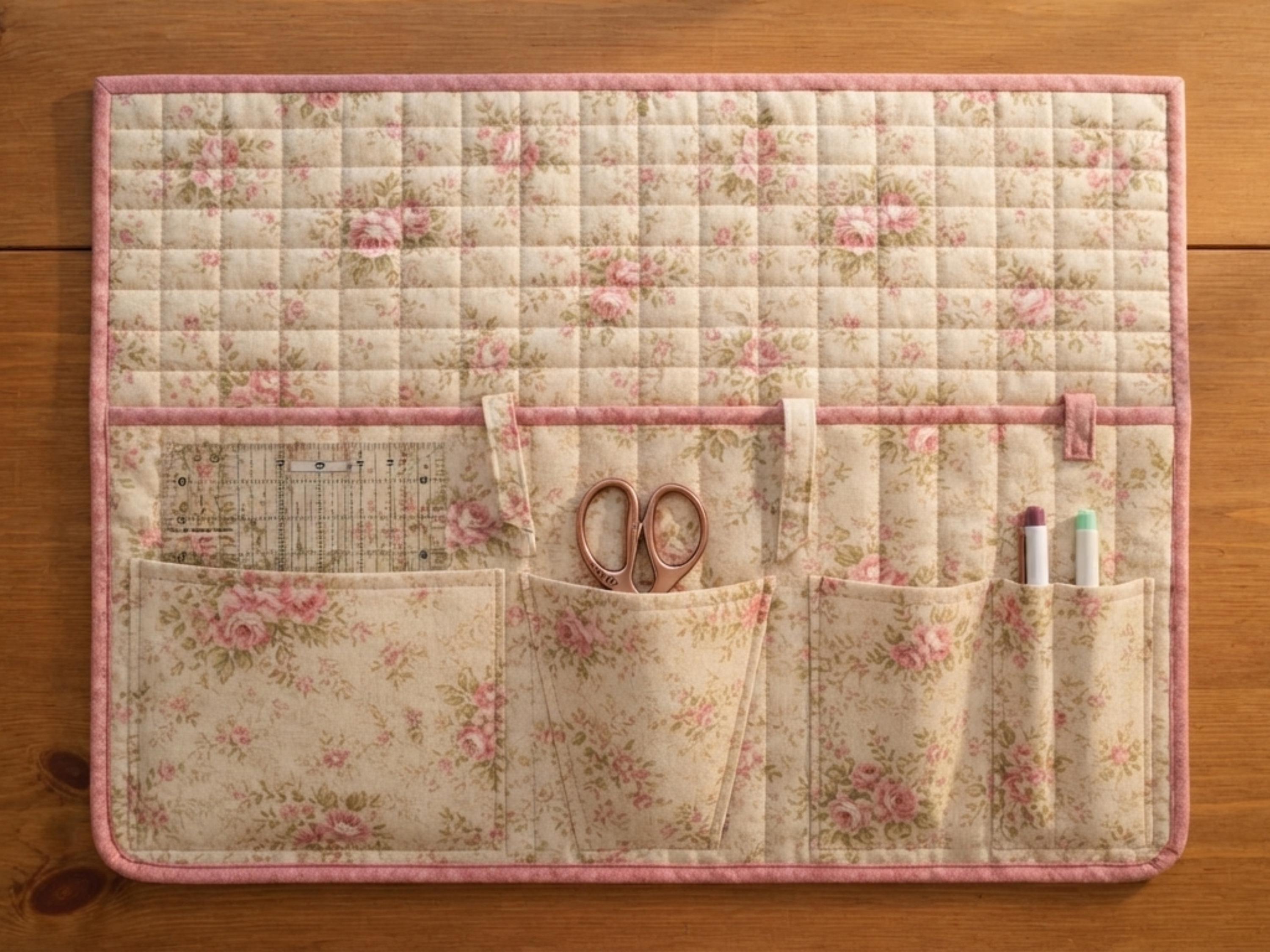 Sewing Machine Mat Pattern PDF, Quilted Space Station with Pockets, Sewing Room Organizer Tutorial