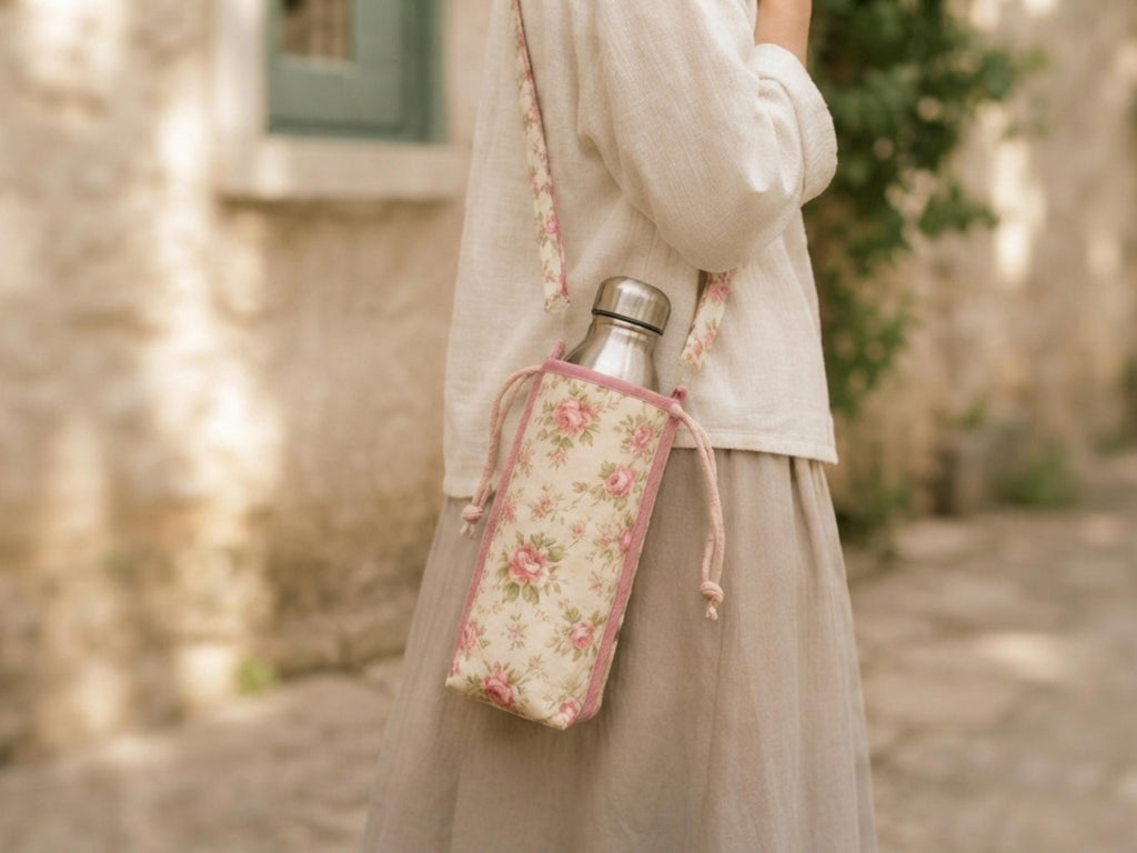 Water Bottle Bag Sewing Pattern, Beginner Crossbody Tutorial (PDF Download)