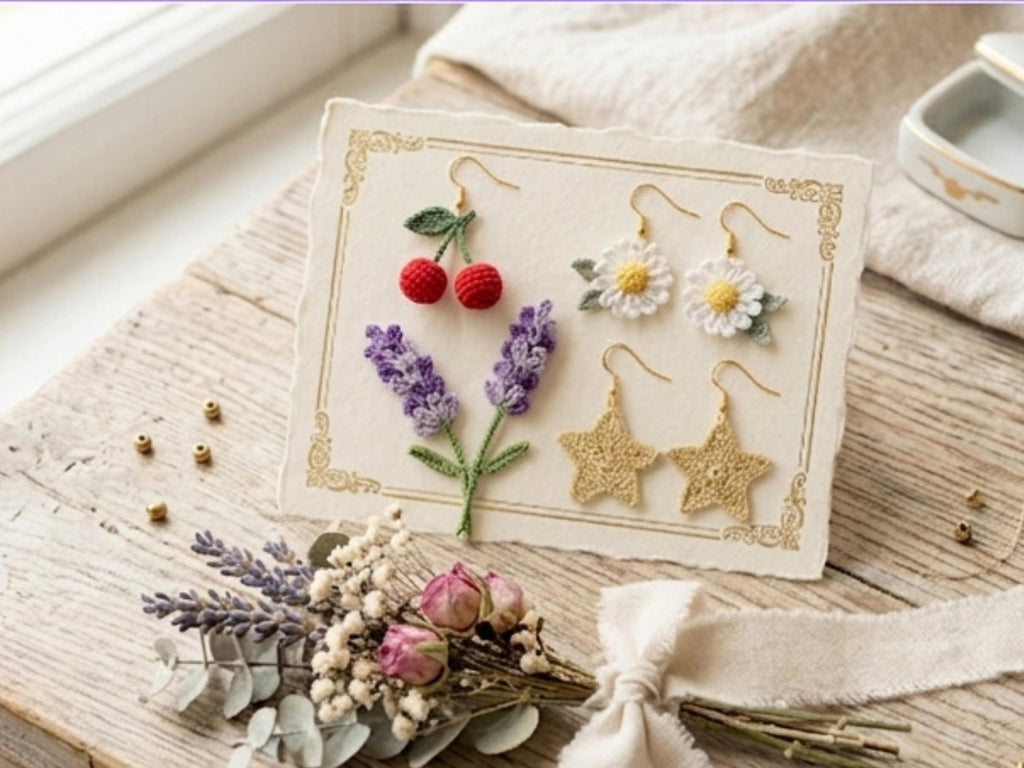 RETIREMENT SALE *Tiny Crochet Earring Patterns Bundle PDF, 10 Micro Crochet Earrings, Daisy Rose Heart Butterfly Mushroom Earrings, Instant