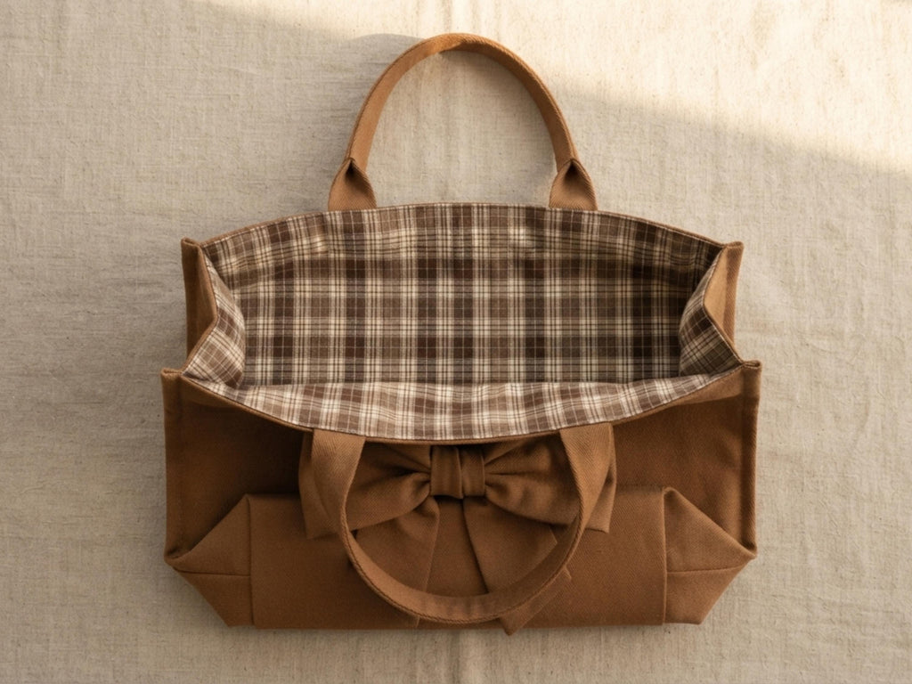 Big Bow Tote Bag Sewing Pattern PDF, Statement Bow Tote Tutorial, Lined Boxed Bag Pattern