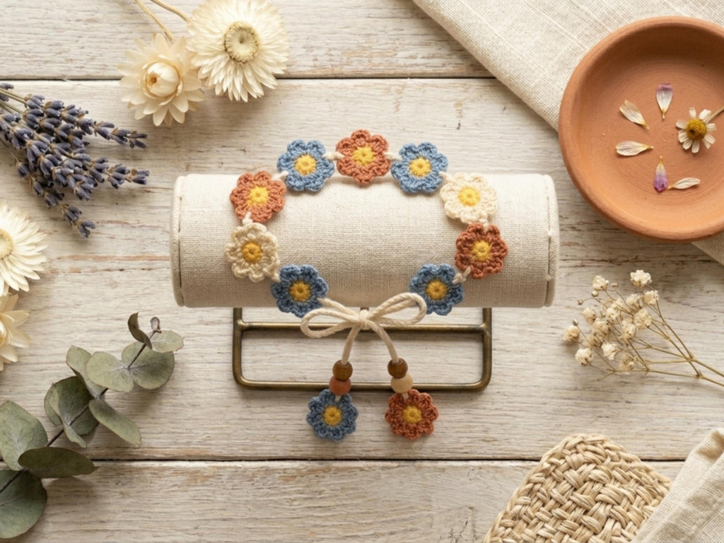 Crochet Daisy Bracelet Pattern, Beginner Flower Jewellery Tutorial (PDF Download)