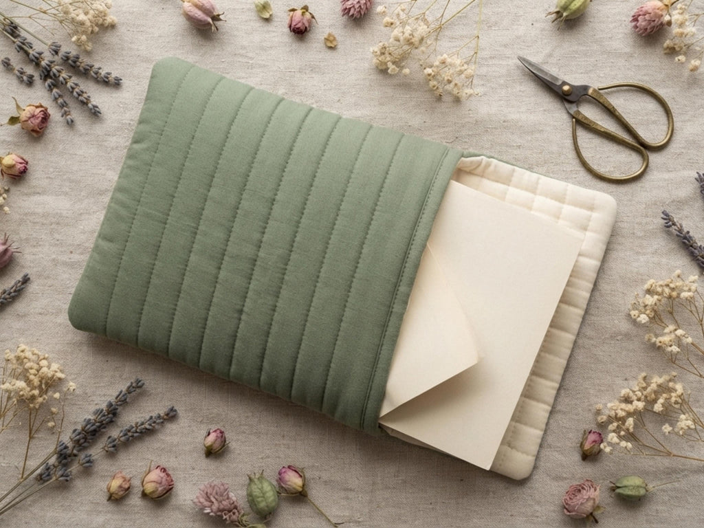 Quilted Book Sleeve Sewing Pattern PDF, Kindle Tablet Cover, Flap Snap Closure, 4 Sizes, Beginner Sewing Tutorial
