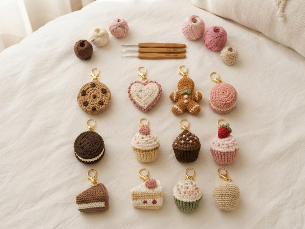 RETIREMENT SALE *Cookie Cupcake Crochet Keychain Pattern Bundle 10 Designs PDF Amigurumi Bag Charm Gingerbread Macaron Beginner Digital