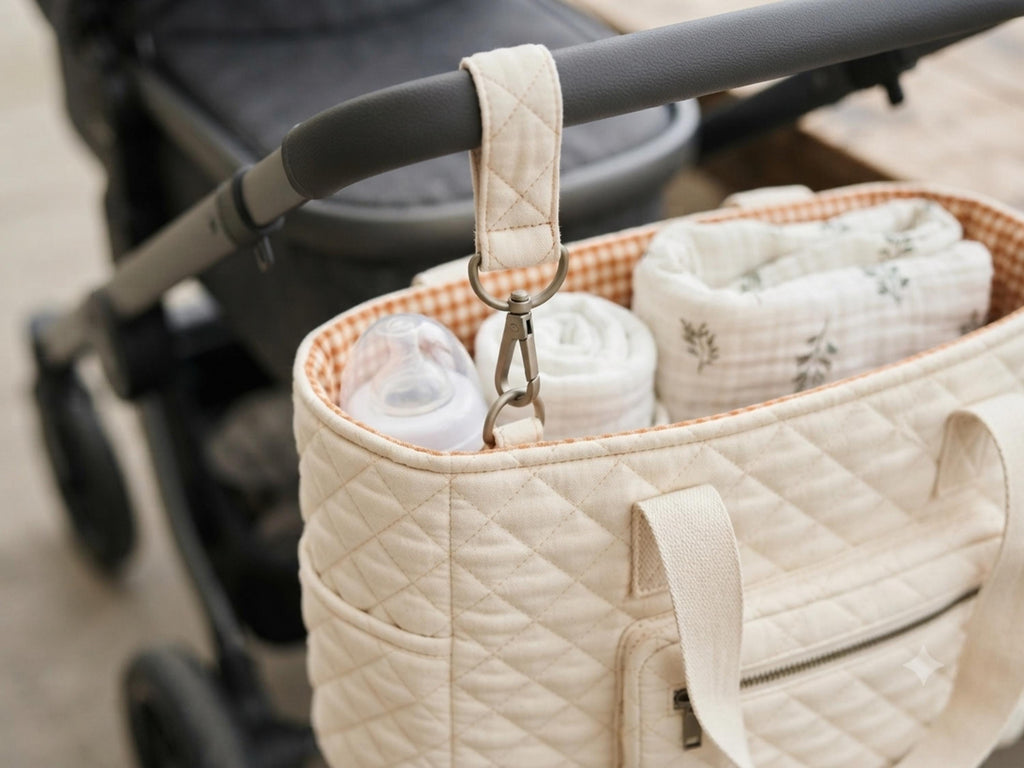 Quilted Diaper Bag Sewing Pattern | Baby Tote with Stroller Straps (PDF Download)