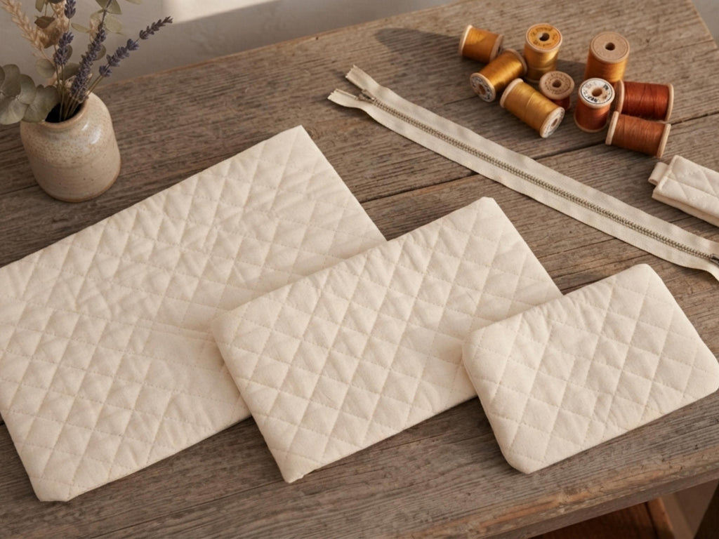 Quilted Makeup Bag Sewing Pattern | Beginner Friendly Boxy Pouch (PDF Download)