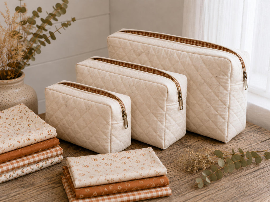 Quilted Makeup Bag Sewing Pattern | Beginner Friendly Boxy Pouch (PDF Download)