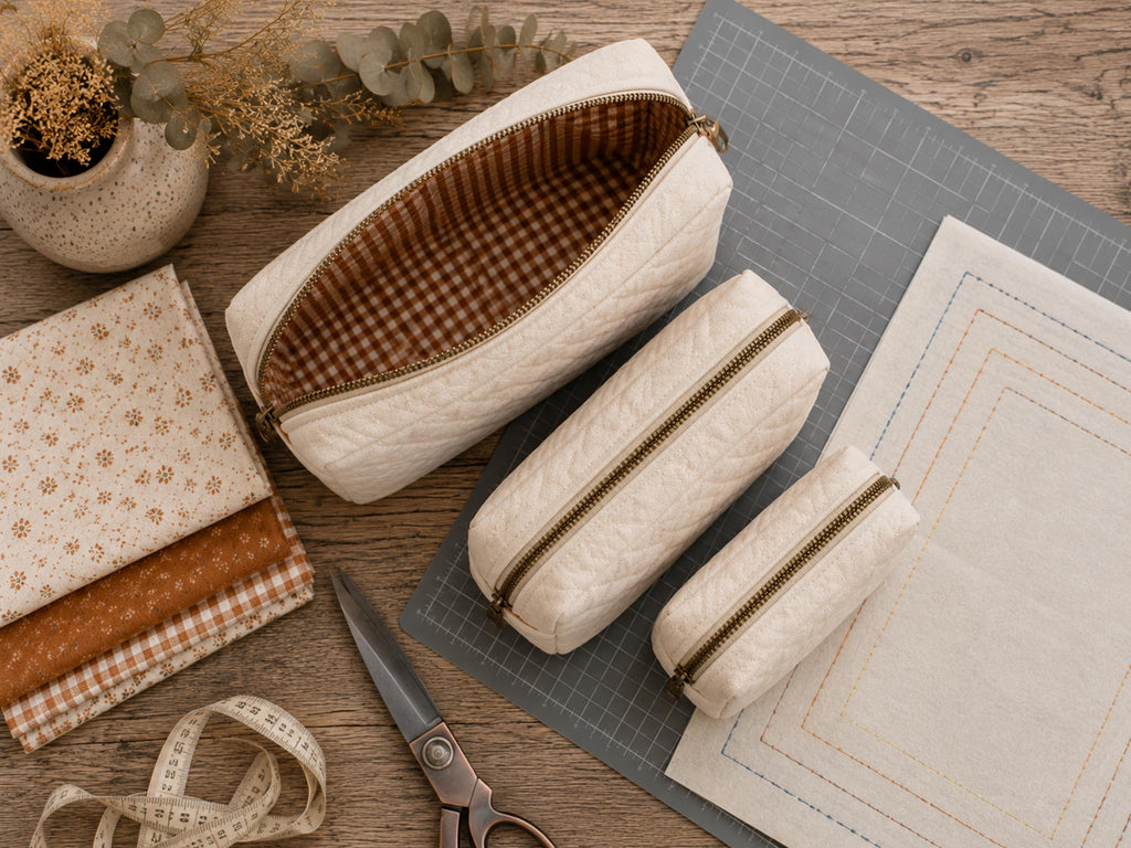 Quilted Makeup Bag Sewing Pattern | Beginner Friendly Boxy Pouch (PDF Download)