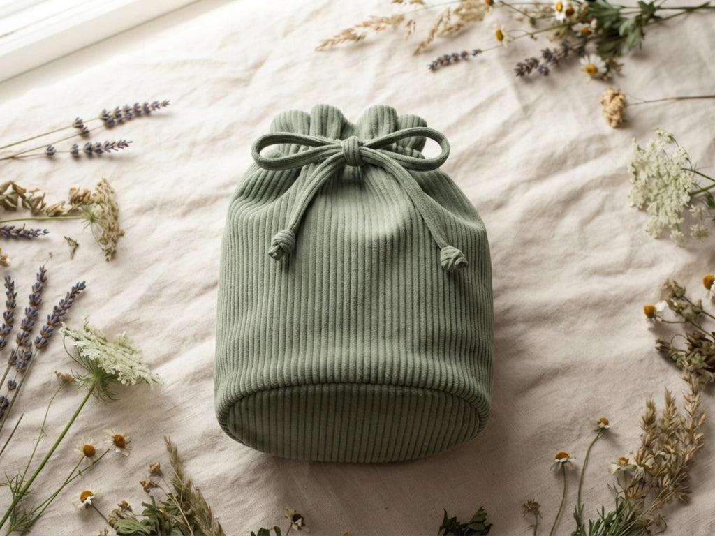 Corduroy Bucket Bag Sewing Pattern: Beginner Drawstring Tote (PDF Download)