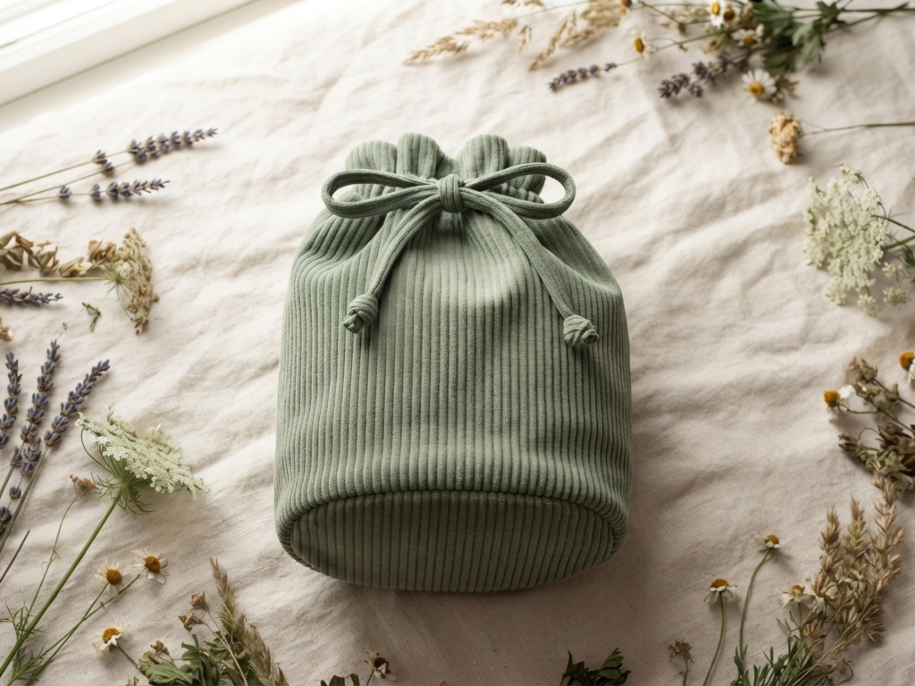 Corduroy Bucket Bag Sewing Pattern: Beginner Drawstring Tote (PDF Download)