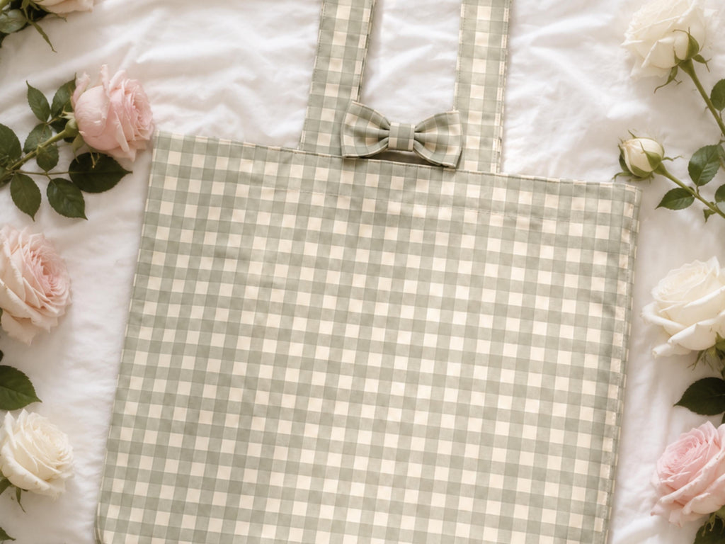 Bow Tote Sewing Pattern PDF Slouchy Shoulder Bag Gingham Beginner Sewing Pattern Instant Download