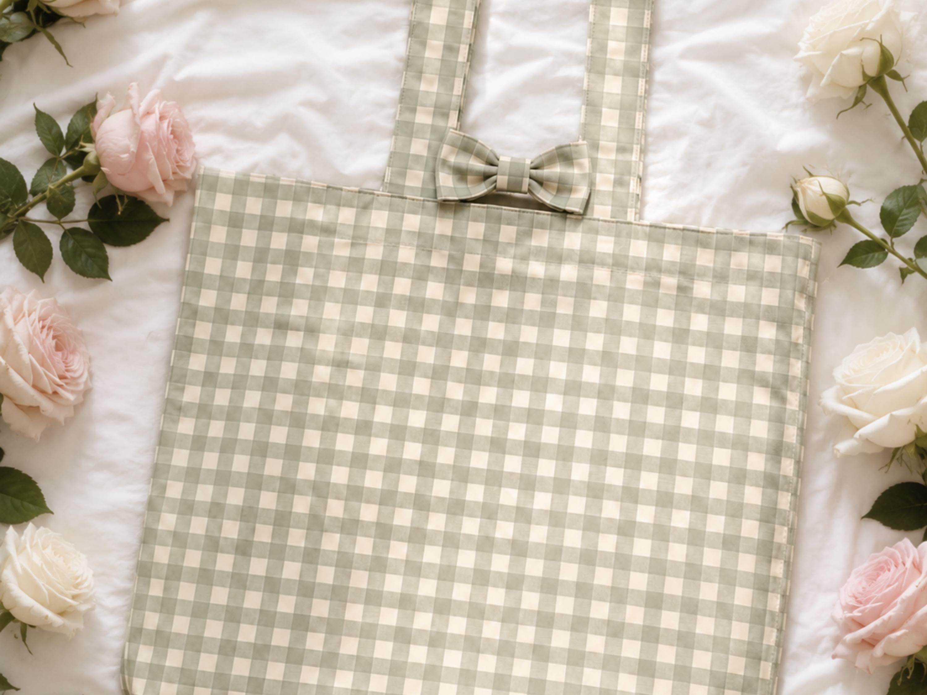 Bow Tote Sewing Pattern PDF Slouchy Shoulder Bag Gingham Beginner Sewing Pattern Instant Download