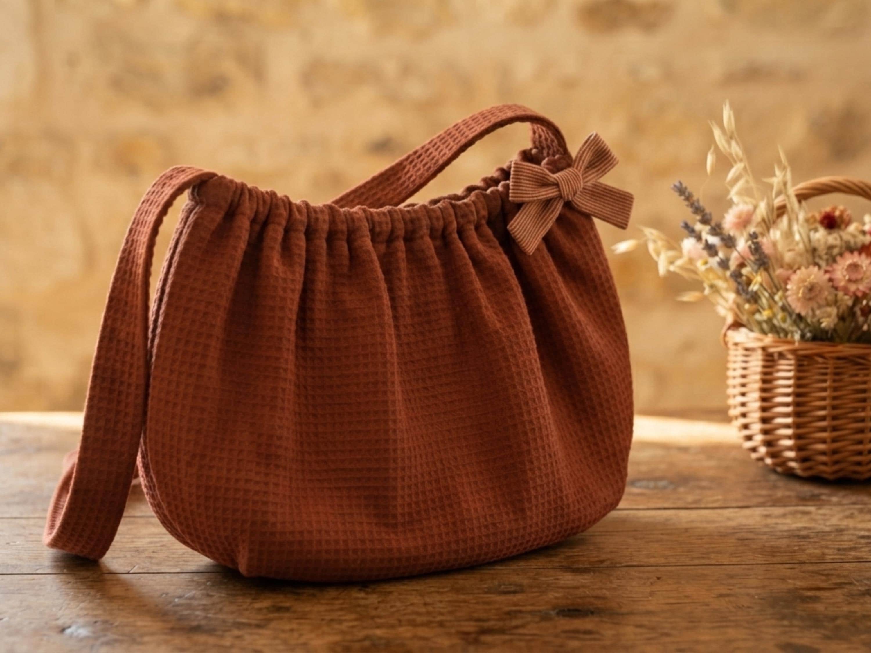 Tie Bag Sewing Pattern: Farmhouse Slouchy Shoulder Bag (PDF Download)
