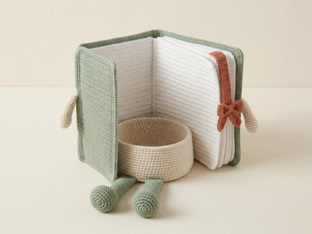 Funny Crochet Gift-Storybook Toilet Paper Holder Pattern PDF | Book Bathroom Amigurumi with Bow Bookmark | Digital Download Book lovers gift