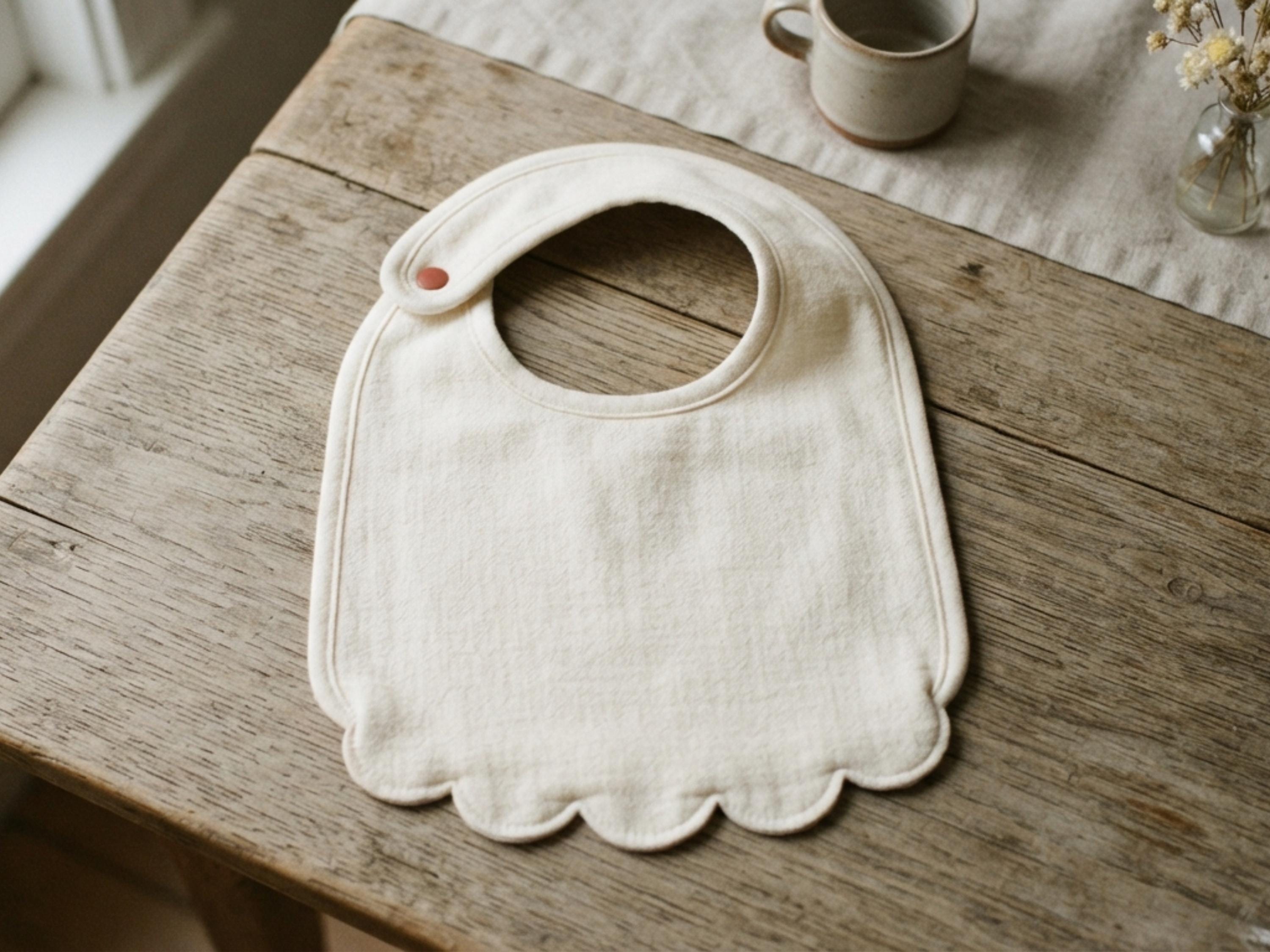 Baby Bib Sewing Pattern PDF, Scalloped Snap Bib Template, Easy Beginner Baby Sewing Pattern, Adjustable Closure, Instant Download
