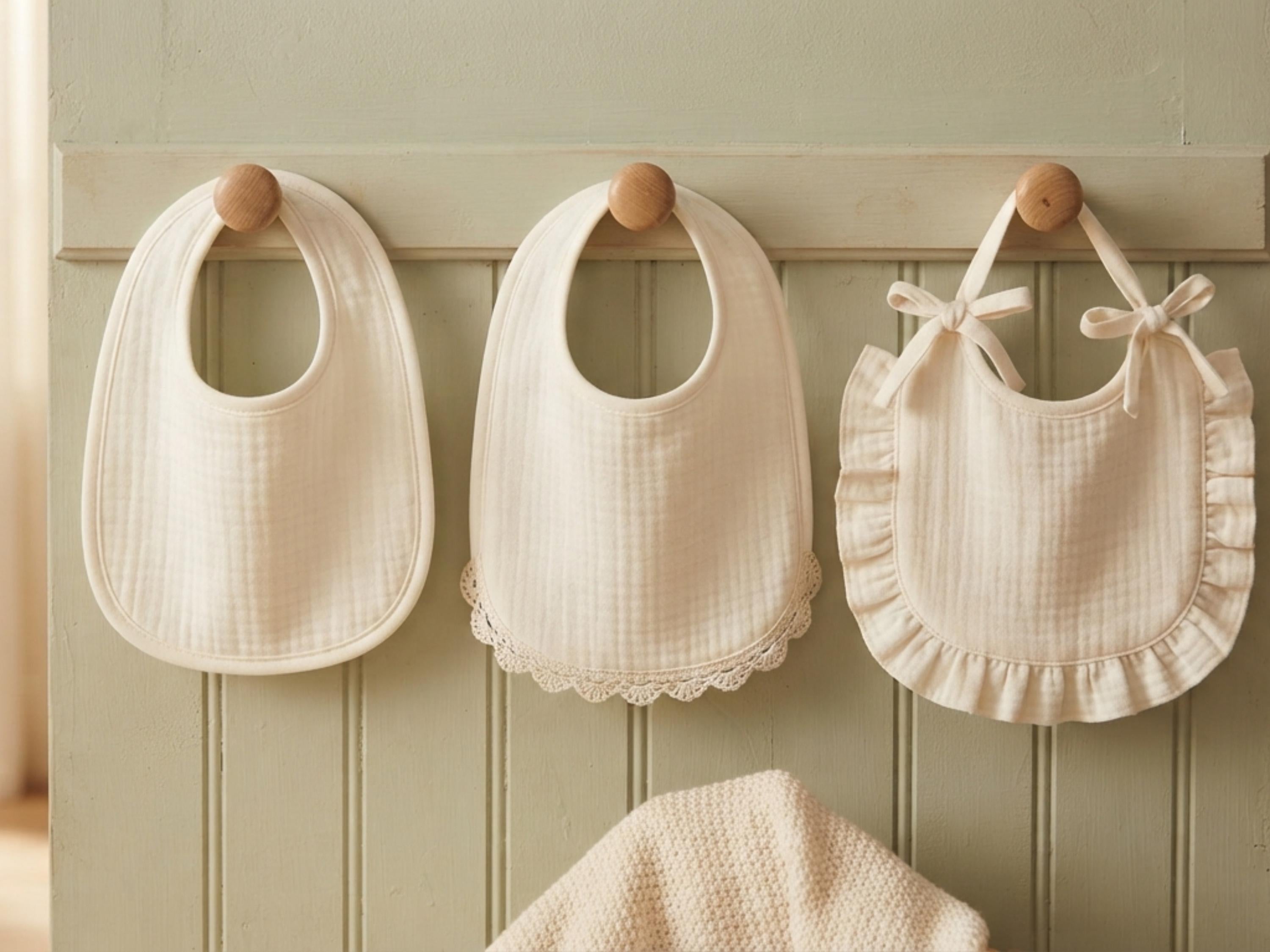 Baby Bib Trio Sewing Pattern Bundle PDF, Classic Scalloped Ruffle Bibs, 4 Sizes, Beginner Friendly, Instant Download