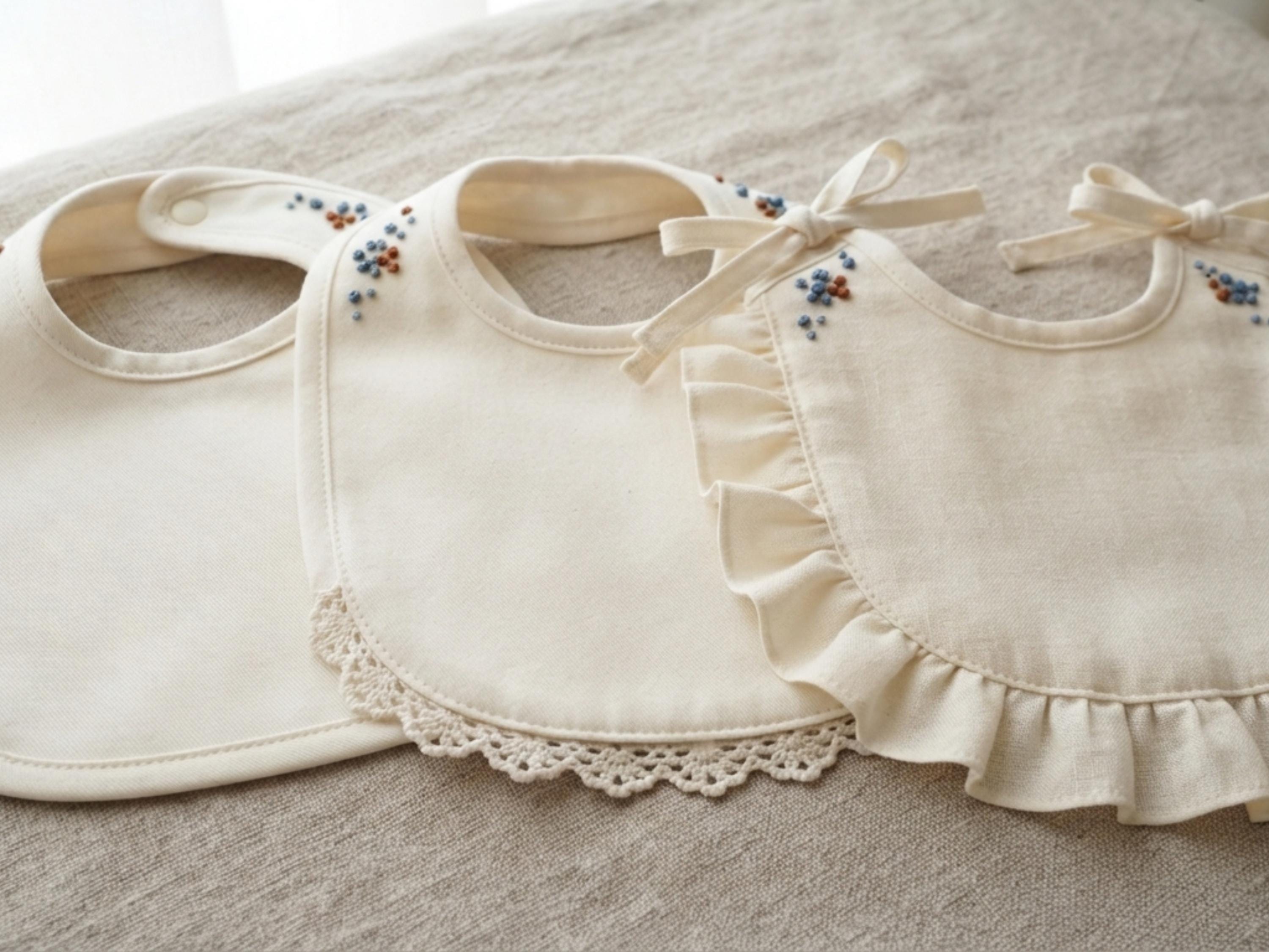 Baby Bib Trio Sewing Pattern Bundle PDF, Classic Scalloped Ruffle Bibs, 4 Sizes, Beginner Friendly, Instant Download