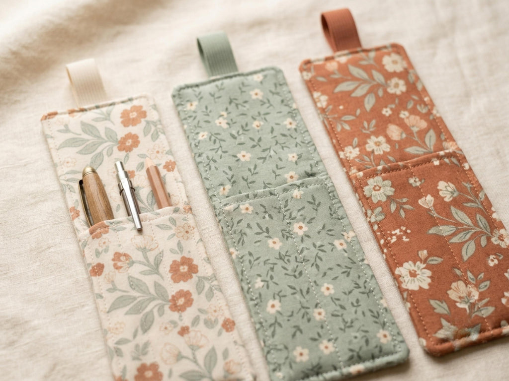 Bookmark Pen Holder Sewing Pattern PDF, Book Pen Pocket with Elastic, Beginner Journal Accessory, Easy PDF Download, A4 US Letter A0