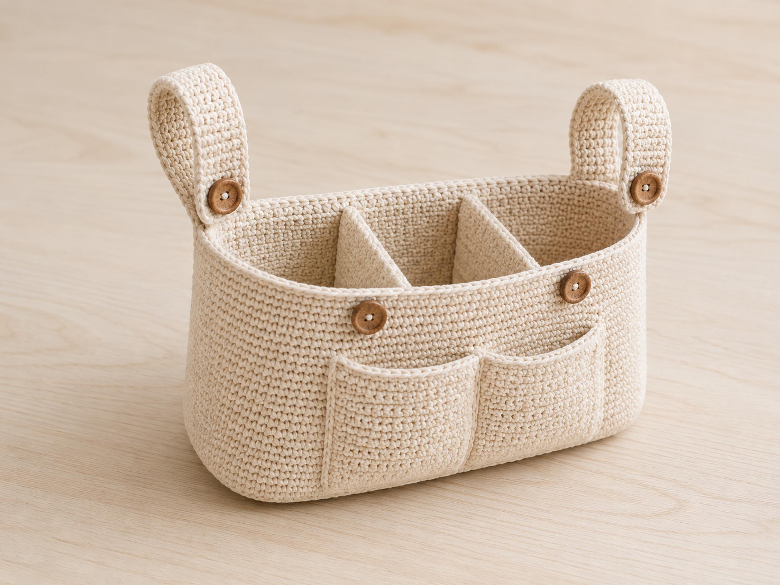 Crochet Stroller Organizer Pattern PDF, Pram Caddy Crochet Pattern, Baby Diaper Caddy Bag, Beginner Friendly Nursery Storage, US Terms