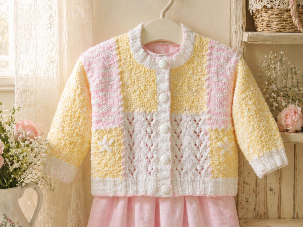 Baby Girl  3 years knitting -Cardigan Knitting Pattern, Instant Download pdf, Babies Cardigan Pattern  DK16-26 -Double knit baby knitting