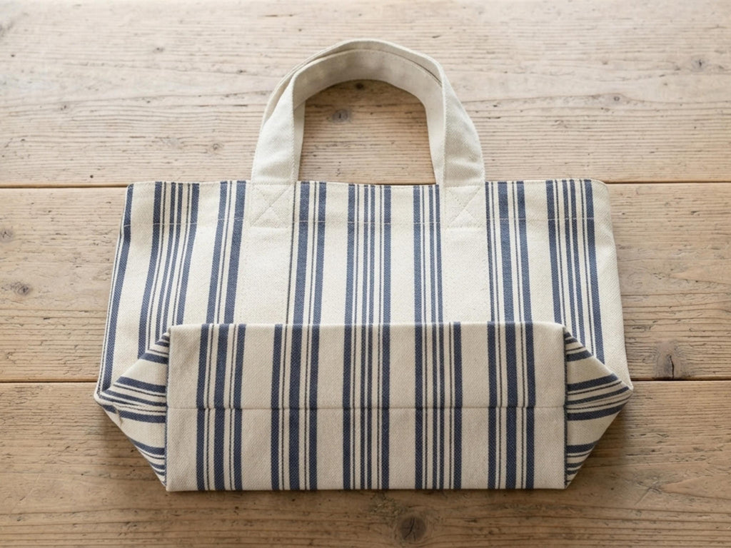Canvas Tote Bag Sewing Pattern PDF | Striped Shoulder Tote | Boxed Base Bag Digital Download