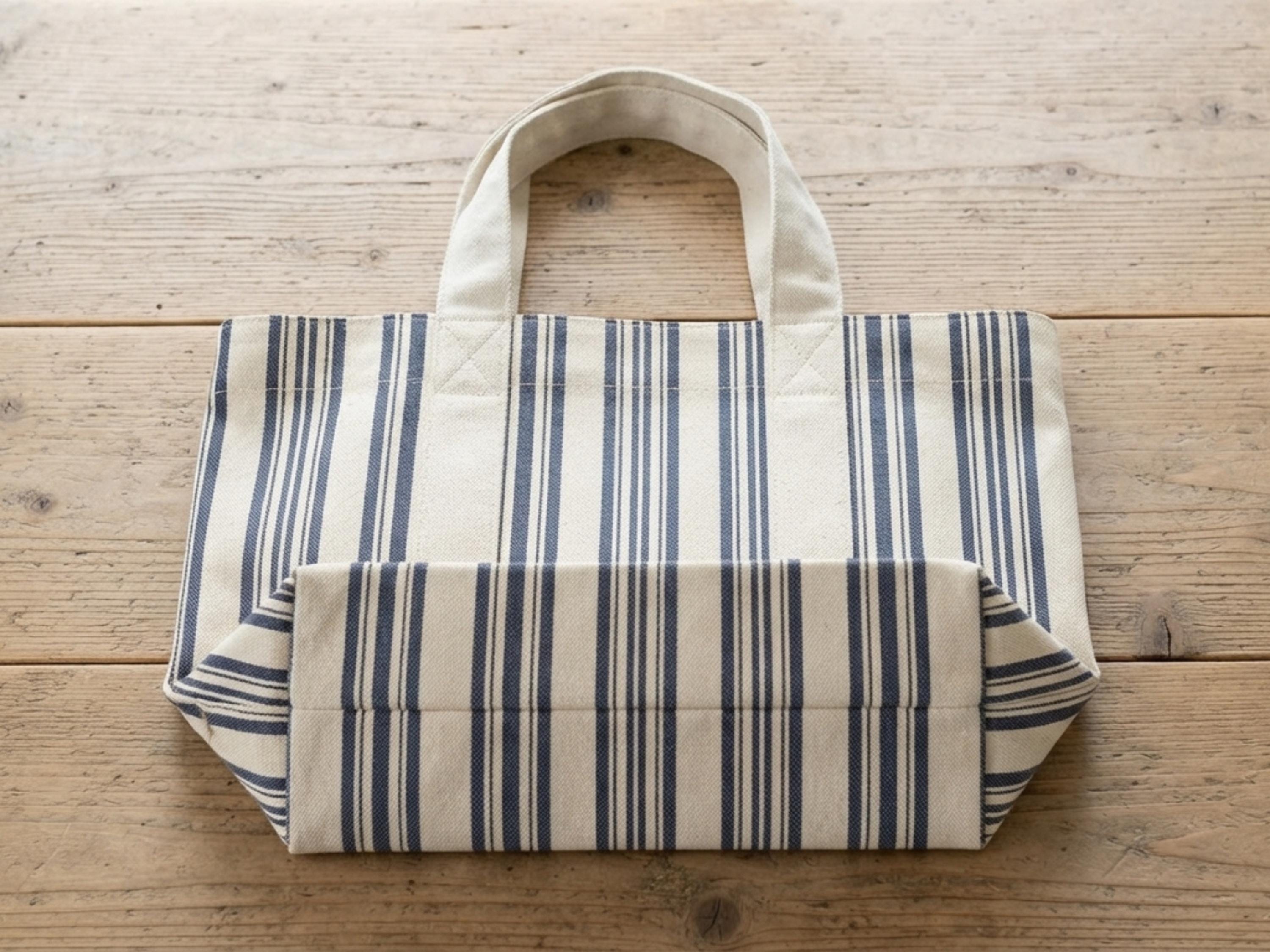 Canvas Tote Bag Sewing Pattern PDF | Striped Shoulder Tote | Boxed Base Bag Digital Download