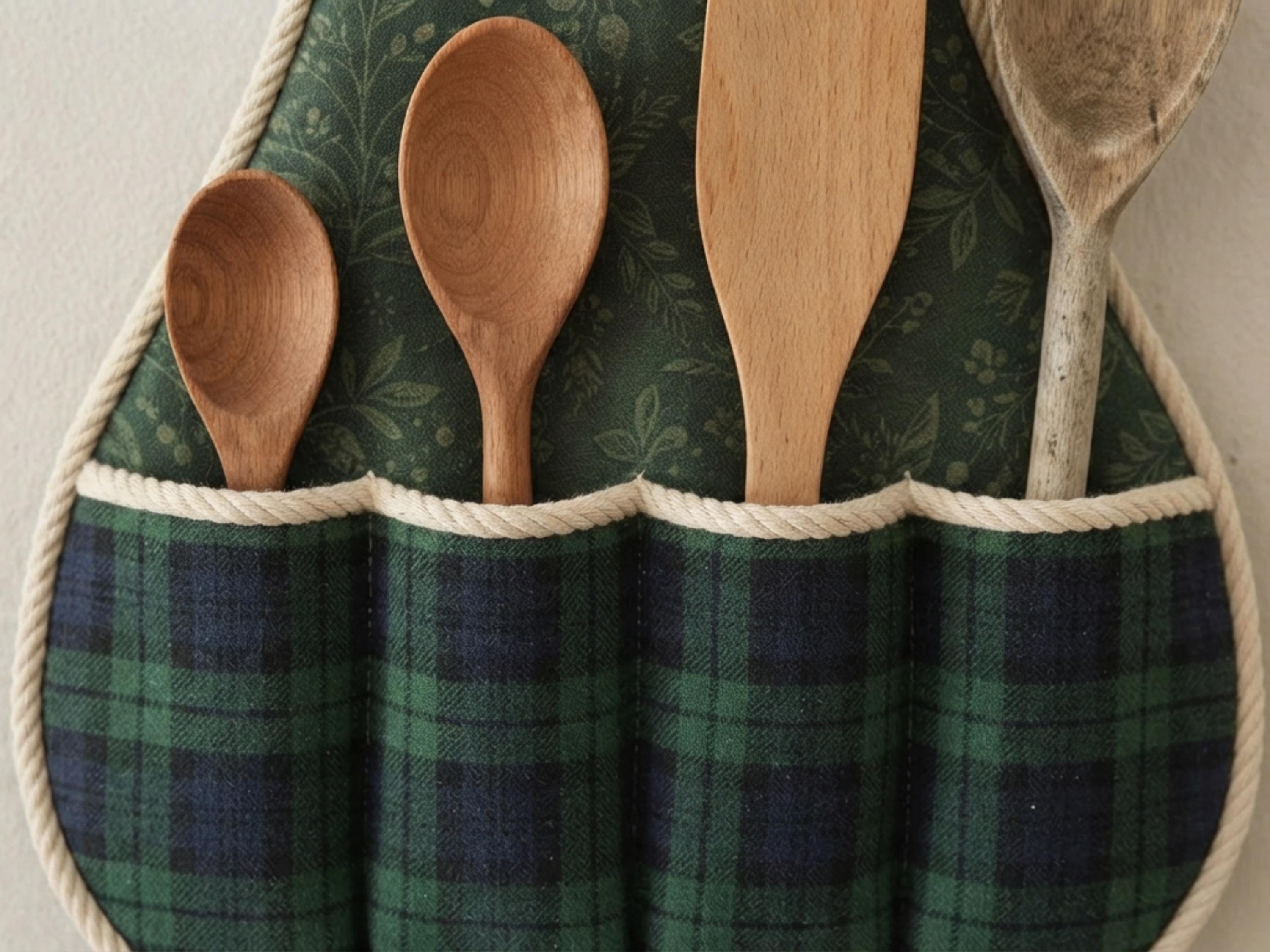 Pear Utensil Holder Sewing Pattern PDF | Kitchen Wall Caddy | Wooden Spoon Organizer Digital Download