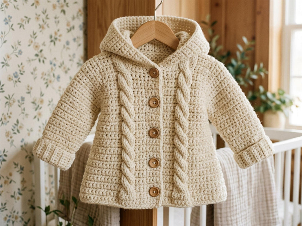 RETIREMENT SALE *Cabled Swing Coat Crochet Pattern, Hooded A-Line Girls Coat, PDF Baby to 6 Years, Cable Jacket, Toddler Cardigan, Kids Coat
