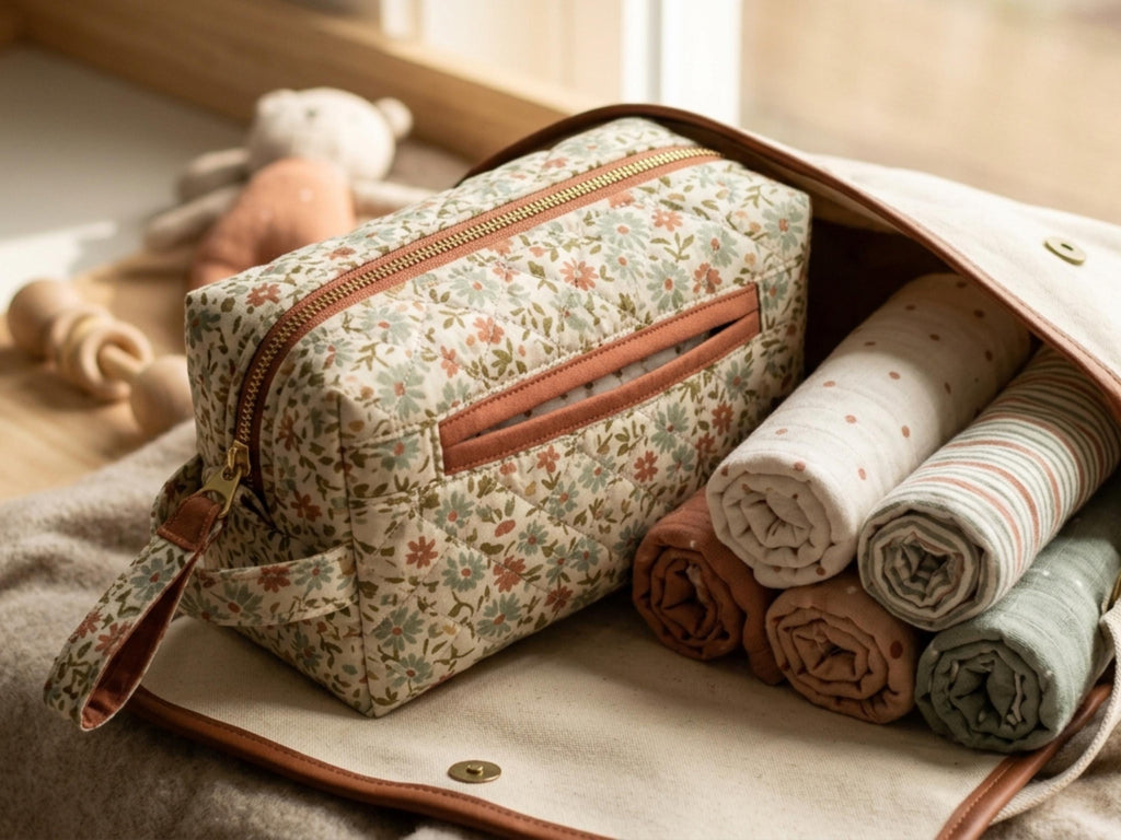 Diaper and Wipes Pouch Sewing Pattern | Boxy Zipper Pouch with Wipes Slit | Quilted Travel Diaper Clutch | PDF Pattern | Instant Download