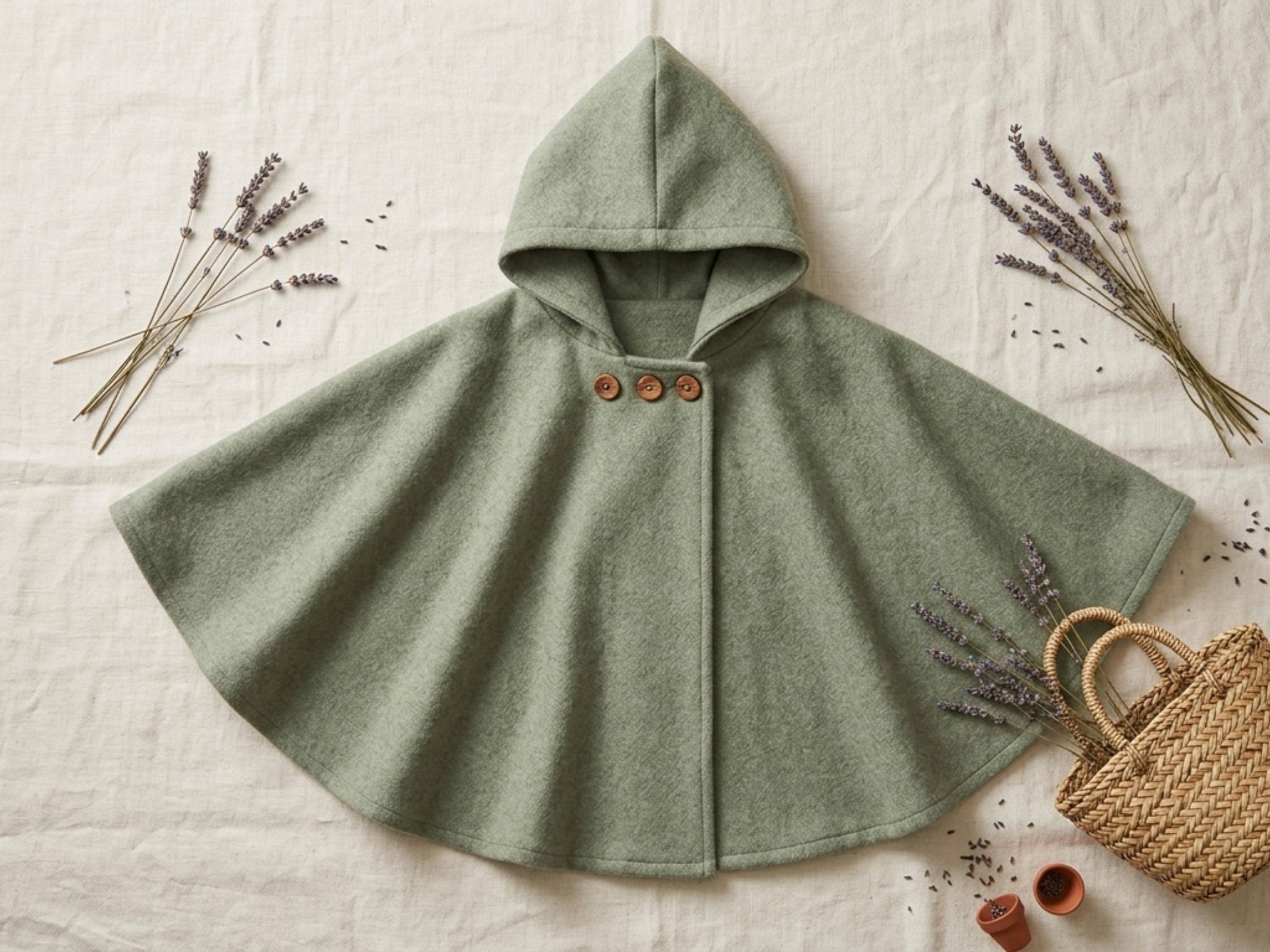 RETIREMENT SALE *Hooded Cape Sewing Pattern Baby Toddler, Full Circle Capelet PDF, Button Closure Kids Cape, Beginner Sewing Pattern